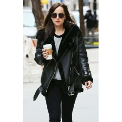 Dakota Johnson Shearling Leather Jacket