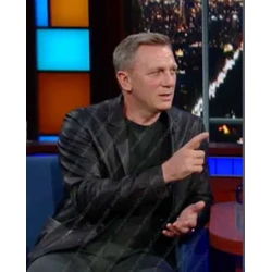 Daniel Craig Black Leather Blazer