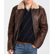 Dark Brown Aviator Leather Jacket