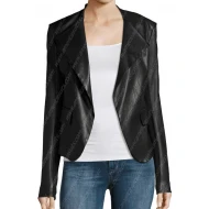 Dinah Drake Black Drape Leather Jacket