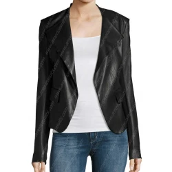 Dinah Drake Black Drape Leather Jacket
