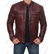 Distressed Lambskin Waxed Motorcycle Leather Jacket