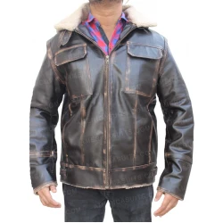 Distressed Leather Jacket Mens