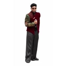 DJ Sanjoy FIFA World Cup 2026 Maroon Embroidered Blazer