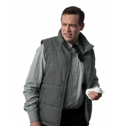 Down the Arm of God 2026 Caleb Landry Jones Grey Puffer Vest 