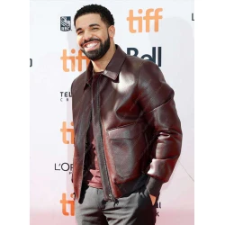 Drake Maroon Leather Jacket