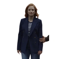Dreams Jessica Chastain Blue Wool Coat