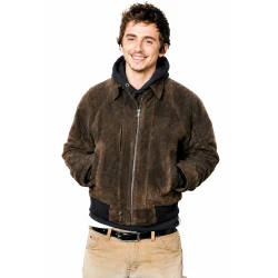 Dune Part Three 2026 Timothee Chalamet Brown Suede Bomber Jacket