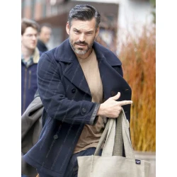 Eddie Cibrian Dark Blue Coat Eddie Cibrian Dark Blue Coat
