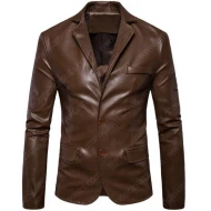 Elegant Brown Leather Blazer