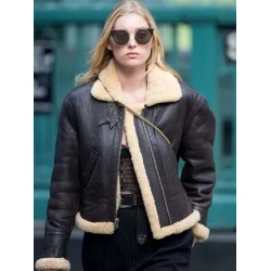 Elsa Hosk Brown B3 Leather Jacket