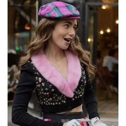 Emily in Paris Emily Cooper Fur Collar Cardigan