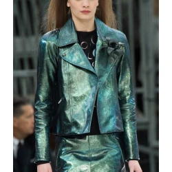 Emily In Paris Emily Green Metallic Moto Jacket