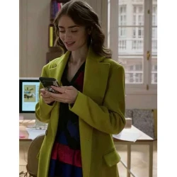 Emily in Paris Green Wool Coat