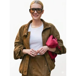 Emma Roberts Brown Suede Leather Jacket Emma Roberts Brown Suede Leather Jacket