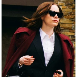 Emma Stone Bugonia Red Trench Coat
