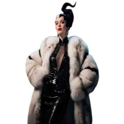 Emma Stone Cruella 2 Beige Fur Coat