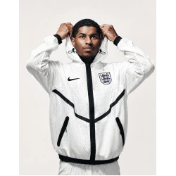 England 2026 White Net Hooded Jacket