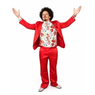 Eric Andre Street Fighter Premiere Red Satin Suit with Floral Shirt