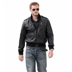 Eric Dane Black Leather Bomber Jacket