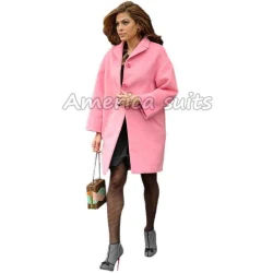 Eva Mendez Pink Wool Coat