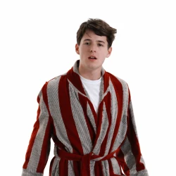 Ferris Bueller Red And Grey Striped Bathrobe