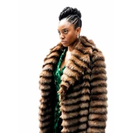 Fightland 2026 Anita Joy Uwajeh Brown Fur Coat