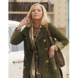 Filthy Rich Kim Cattrall Green Suede Coat