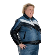 Fortune Feimster The Hawk 2026 Blue Leather Jacket 