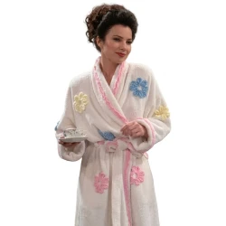 Fran Drescher The Nanny White Floral Bathrobe