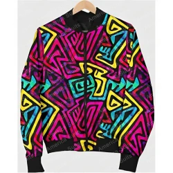 Funky Pattern Print Bomber Jacket Funky Pattern Print Bomber Jacket