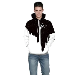 Galaxy Drip Print Unisex Hoodie with Starry Black and White Design