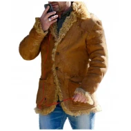 Gerard Butler Hot Fur Brown Leather Jacket