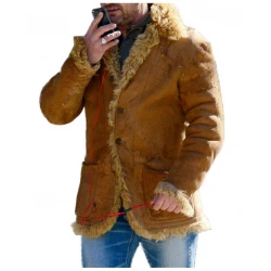 Gerard Butler Hot Fur Brown Leather Jacket