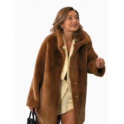 Gigi Hadid Not Suitable for Work Brown Fur Coat