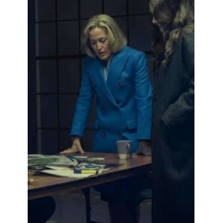 Gillian Anderson Scoop Blue Trench Coat
