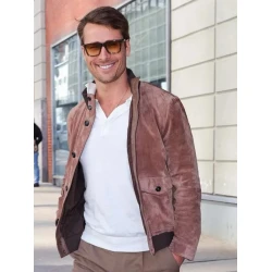 Glen Powell Brown Suede Jacket