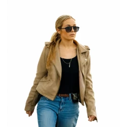 Grace Patterson The Town That Takes 2026 Beige Leather Jacket Grace Patterson The Town That Takes 2026 Beige Leather Jacket