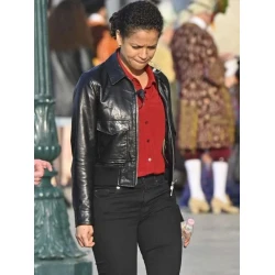 Gugu Mbatha-Raw Lift 2024 Black Leather Jacket