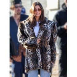 Hailey Bieber Cheetah Printed Coat
