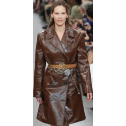 Hilary Swank Brown Leather Coat Hilary Swank Brown Leather Coat