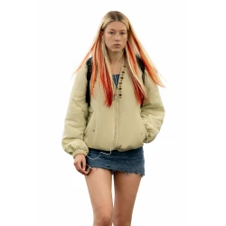 Hunter Schafer Euphoria S03 Beige Bomber Jacket