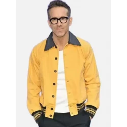 IF 2024 Ryan Reynolds Yellow Leather Jacket IF 2024 Ryan Reynolds Yellow Leather Jacket