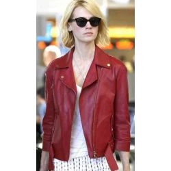 January Jones Red Leather Jacket
