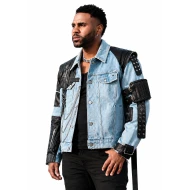 Jason Derulo Denim and Leather Patchwork Jacket