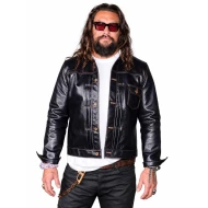Jason Momoa Black Leather Jacket