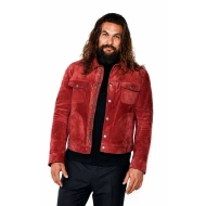 Jason Momoa Red Suede Leather Jacket