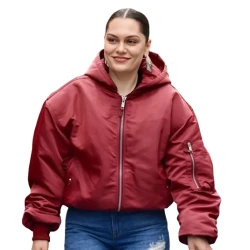 Jessie J Shiny Red Parachute Jacket 