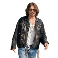 Johnny Depp Black Embroidered Western Jacket