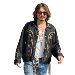 Johnny Depp Black Embroidered Western Jacket